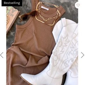 12th tribe Ryann Brown Ribbed Dress